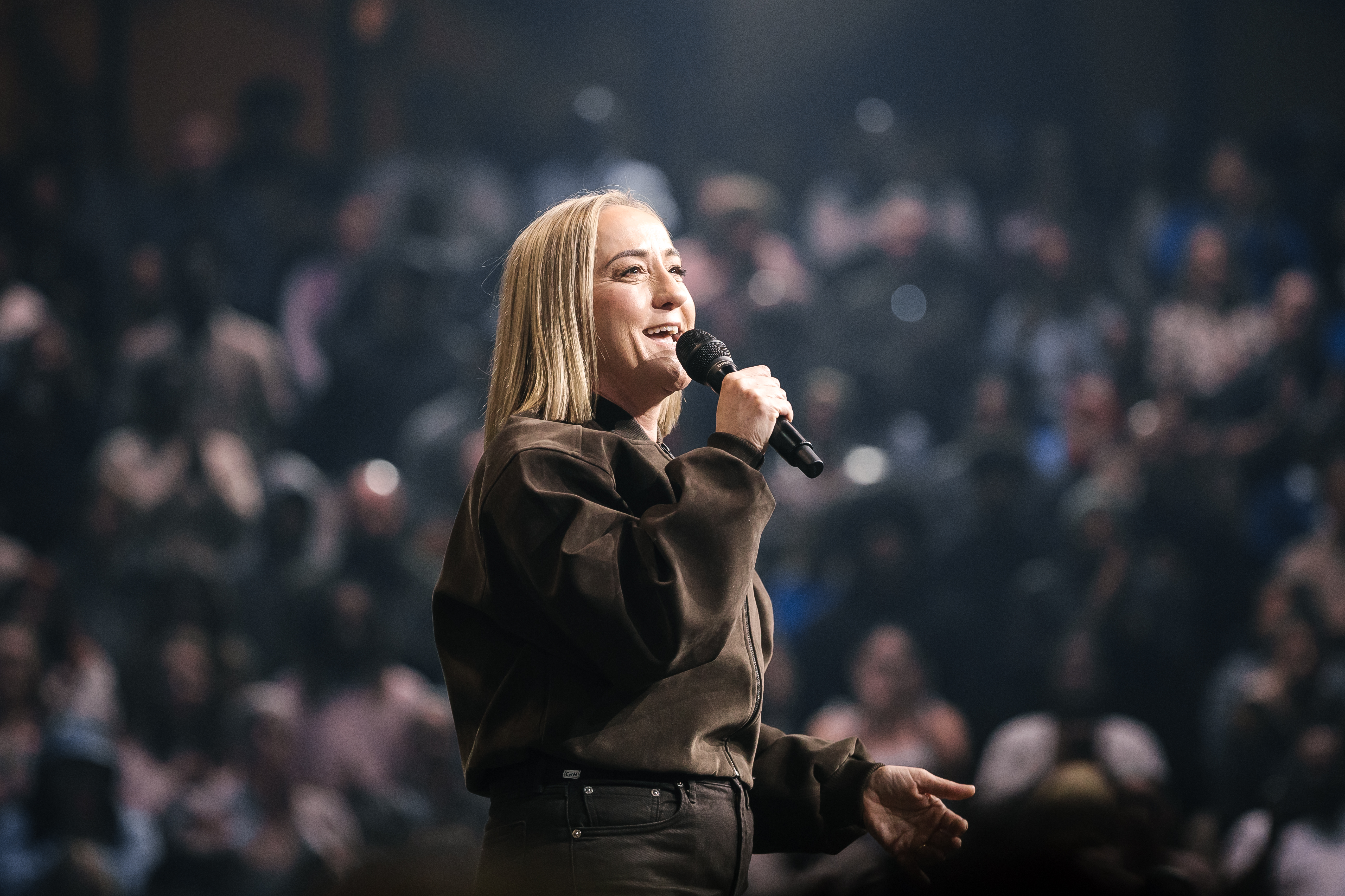 Christine Caine speaking on stage